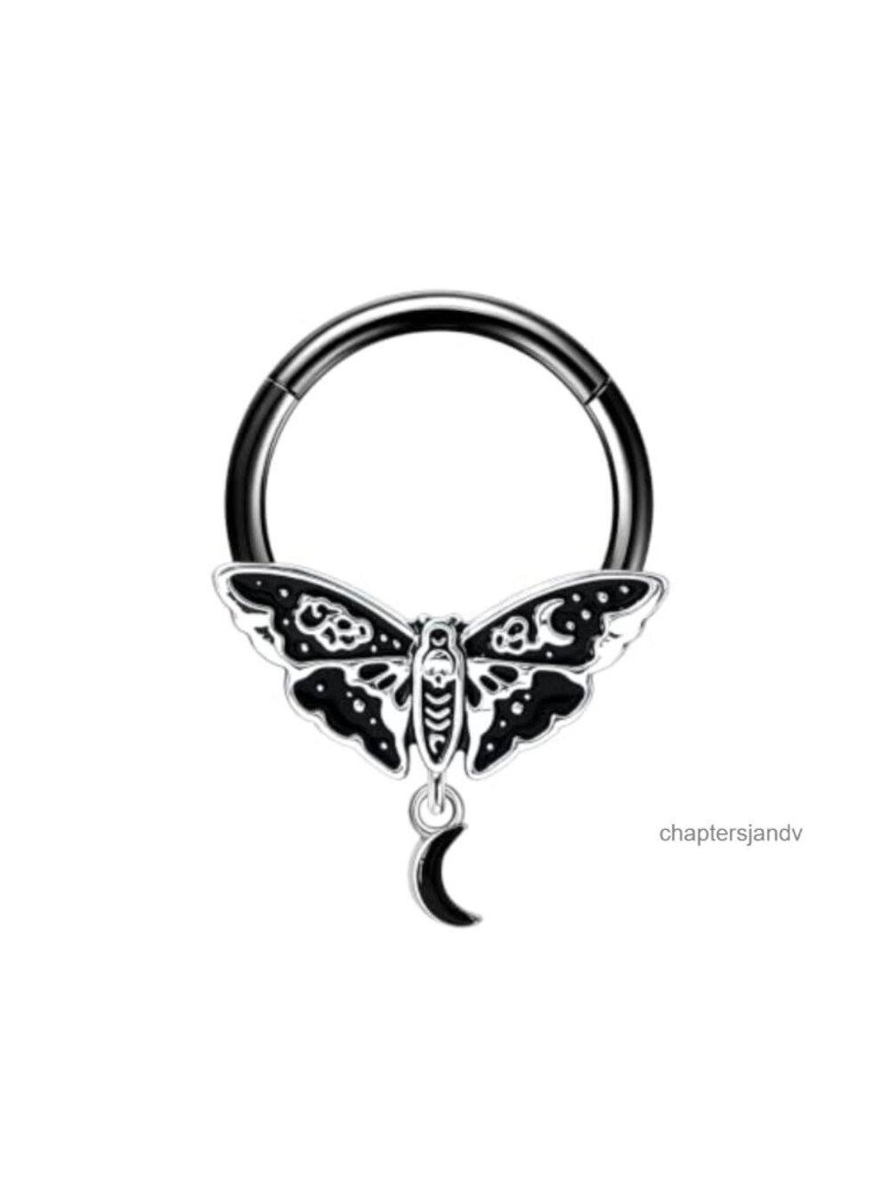 Surgical Grade Stainless Steel Septum Ring 16G Moth Moon Piercing Jewelry